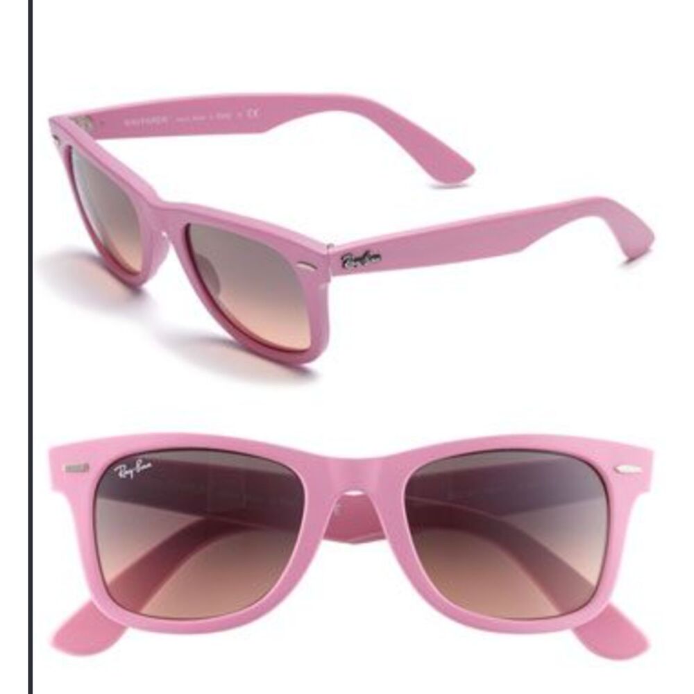 RARE Ray-Ban baby pastel pink RB2140 brown Gradient wayfarer unisex sunglasses